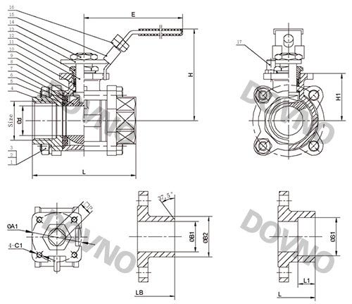 三片式螺紋球閥尺寸圖 三片式螺紋球閥尺寸圖