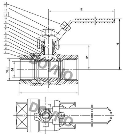 二片式德標螺紋球閥尺寸圖 二片式德標螺紋球閥尺寸圖