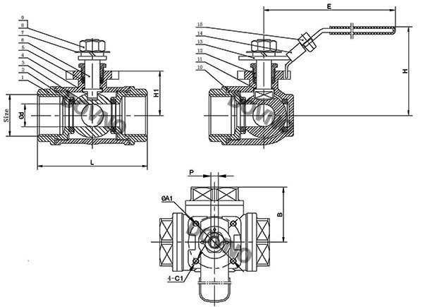 三通低平臺(tái)內(nèi)螺紋球閥尺寸圖 三通低平臺(tái)內(nèi)螺紋球閥尺寸圖