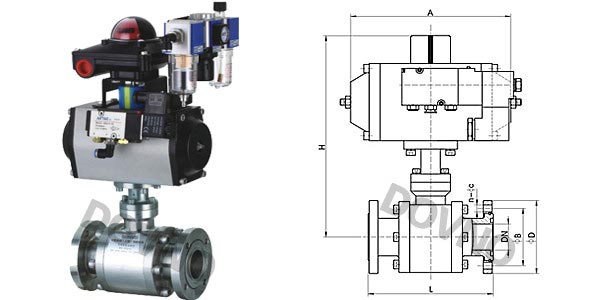 氣動(dòng)法蘭高真空壓力球閥結(jié)構(gòu)圖 氣動(dòng)法蘭高真空壓力球閥結(jié)構(gòu)圖