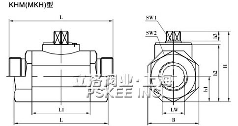 KHM(MKH)系列高壓球閥尺寸圖 KHM(MKH)系列高壓球閥尺寸圖