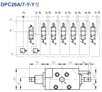 DPC26A/7-Y-Y型下車多路閥尺寸圖 DPC26A/7-Y-Y型下車多路閥尺寸圖