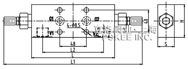 VBCD-DEA雙向平衡閥外形尺寸圖 VBCD-DEA雙向平衡閥外形尺寸圖