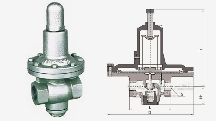 薄膜型高靈敏度水用減壓閥結(jié)構(gòu)圖 薄膜型高靈敏度水用減壓閥結(jié)構(gòu)圖