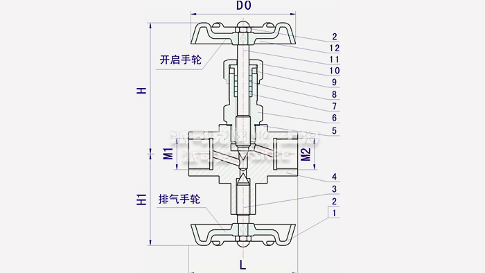 壓力表三通針型閥結構圖 壓力表三通針型閥結構圖