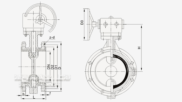 法蘭式襯氟蝶閥結(jié)構(gòu)圖 法蘭式襯氟蝶閥結(jié)構(gòu)圖