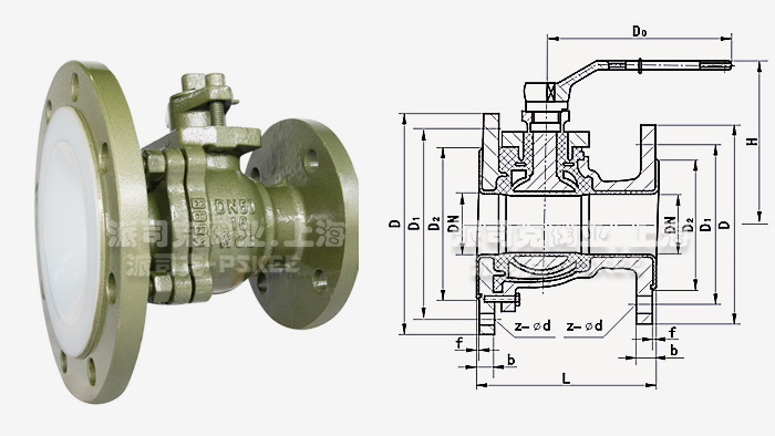 襯氟放料球閥結構圖 襯氟放料球閥結構圖
