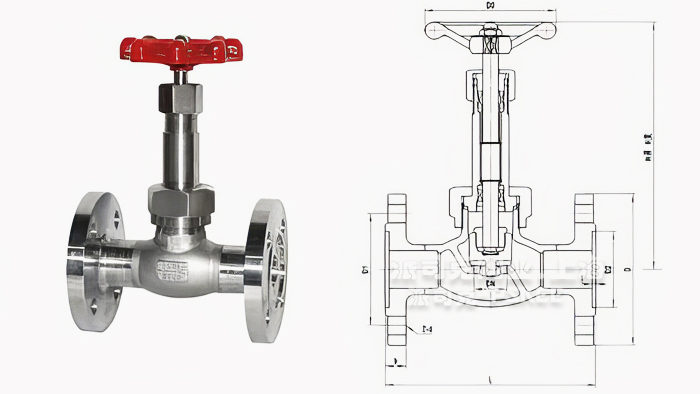 不銹鋼低溫法蘭型截止閥尺寸圖 不銹鋼低溫法蘭型截止閥尺寸圖