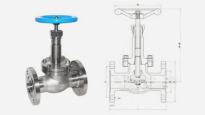 不銹鋼低溫短軸法蘭型截止閥尺寸圖 不銹鋼低溫短軸法蘭型截止閥尺寸圖