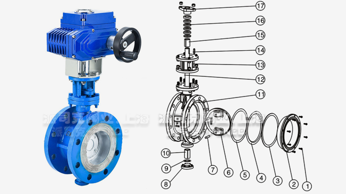 電動硬密封蝶閥零部件圖 電動硬密封蝶閥零部件圖